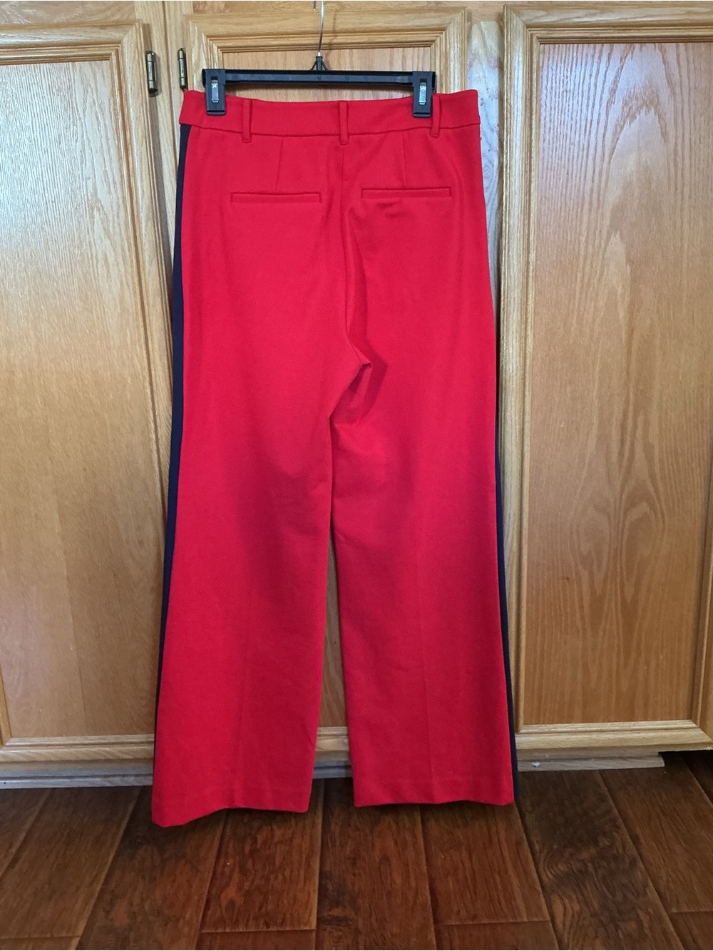 Boden Red With Navy Side Stripe Wide Leg Trousers Pants - Picture 3 of 11